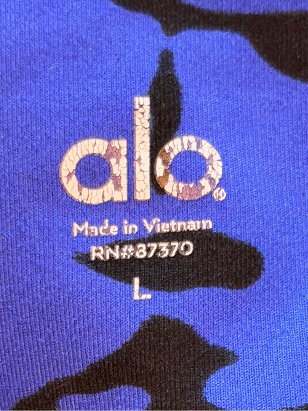 Alo Yoga High Waist Leggings Blue/Black Abstract Print Size Large - Picture 3 of 4